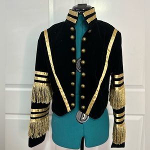 Gold and black velvet tassel button down jacket size S
